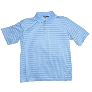 Pebble Beach Performance Mens XXL Light Blue Striped Pima Cotton Golf Polo Shirt